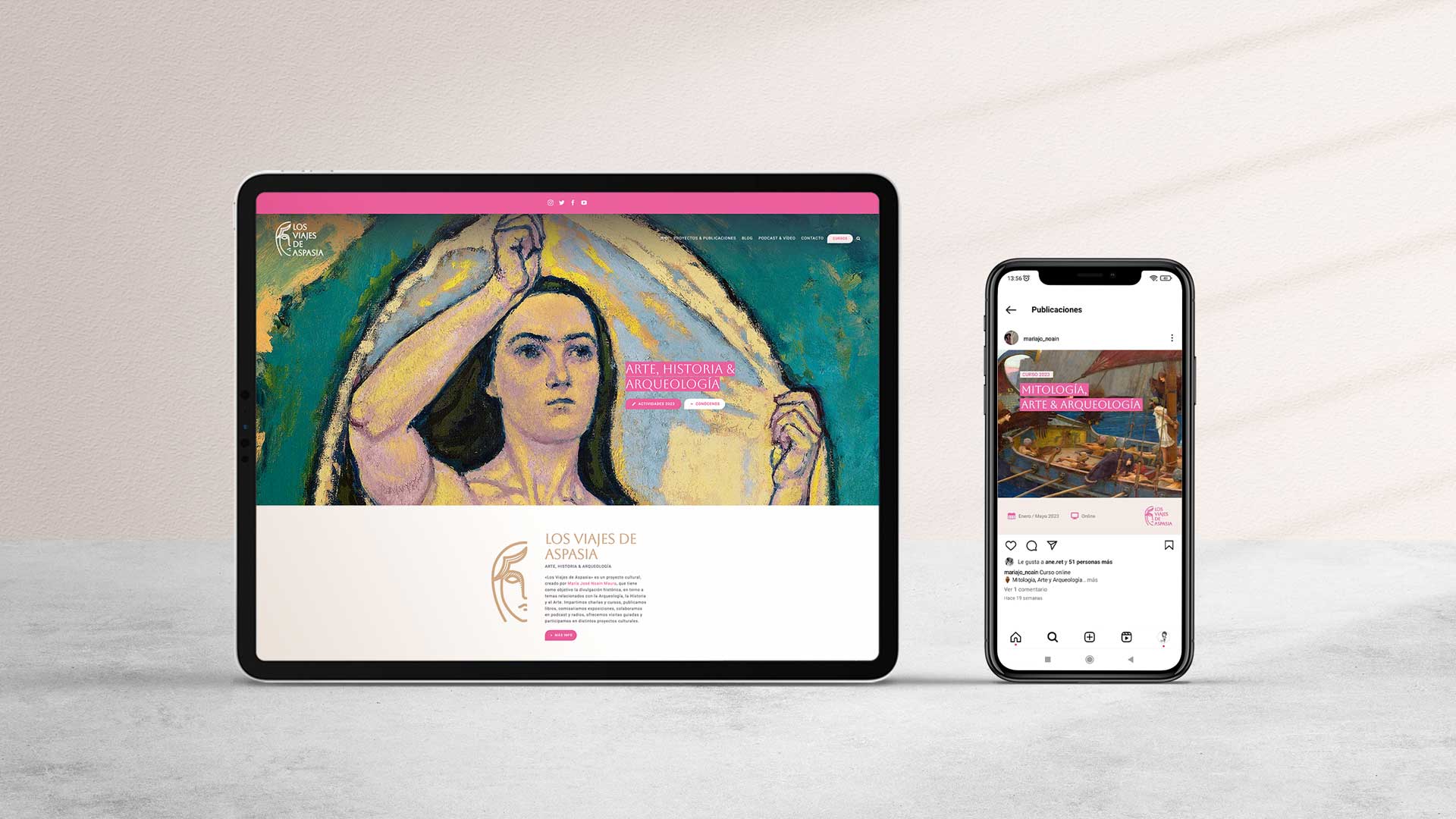 Diseño web - «Los Viajes de Aspasia», un proyecto cultural creado por María José Noain Maura.