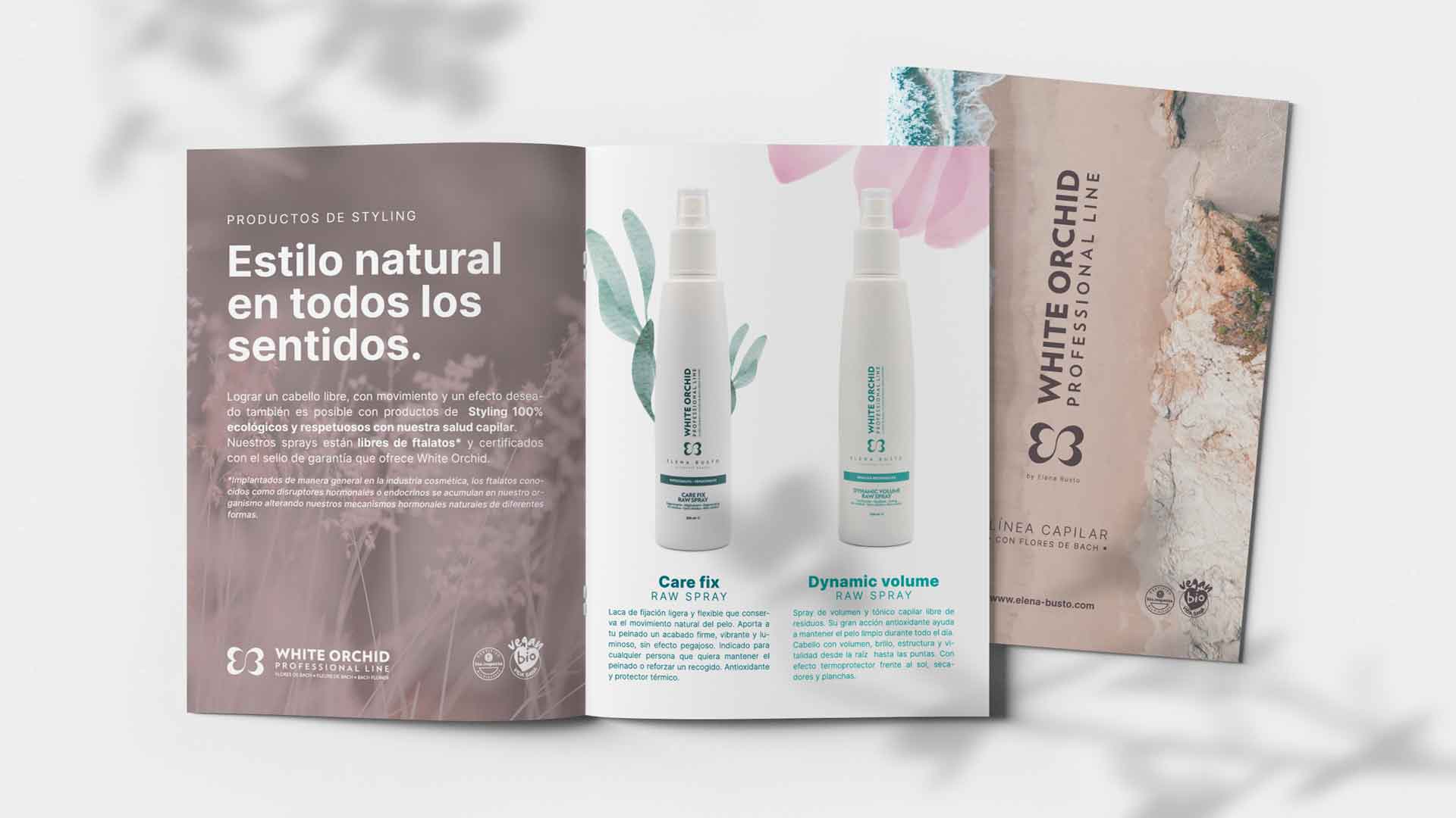 Diseño catálogo cosmética capilar natural